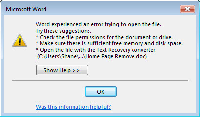 why can i not open word files windows 10